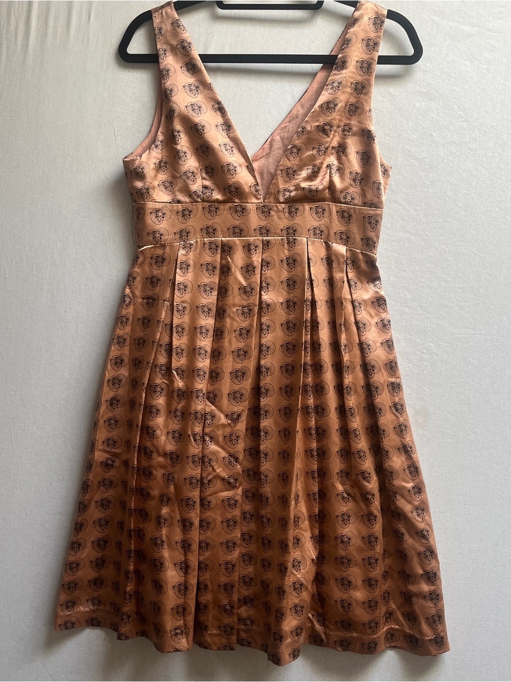 Manning Cartell Peach Print Silk Wool Fit & Flare Dress Sz S